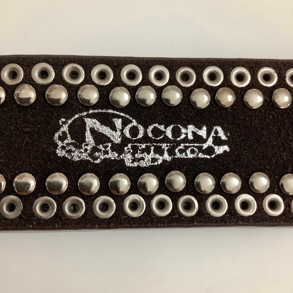 Nocona Western Bling Conchos Rhinestones and Studs Brown Belt SZ L EUC main image 12